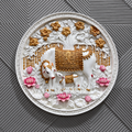 Kamadhenu Cow & Calf with Kalpavriksha Round Mural - 2.5ft