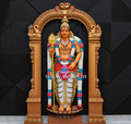 Lord Murugan Wall Mural with Prabhavali Arch – 6x4ft | South Indian Divine Decor | Dezin India