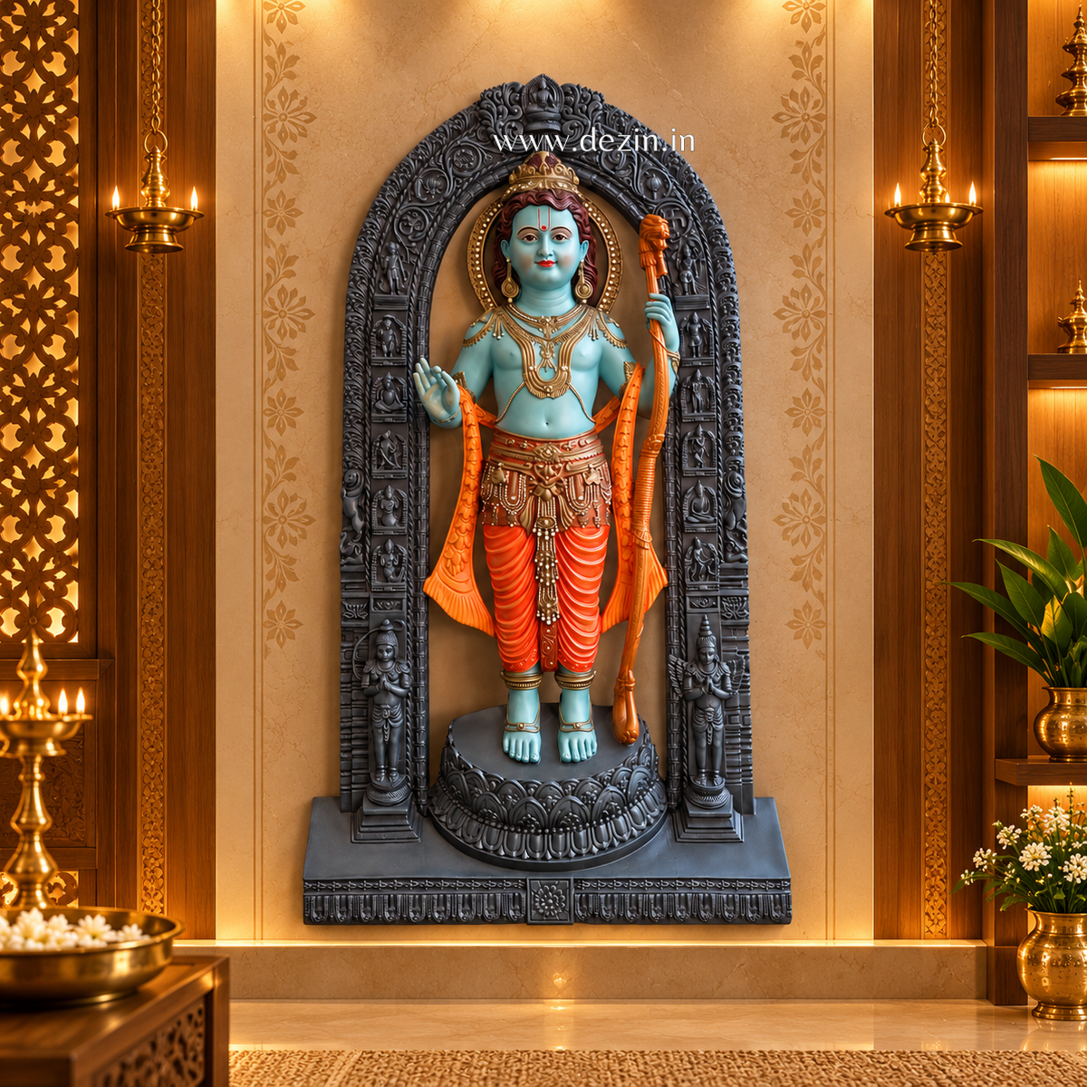 Shri Ram Lalla Wall Mural - 4.5x2.5ft | Sacred Artwork | Dezin India