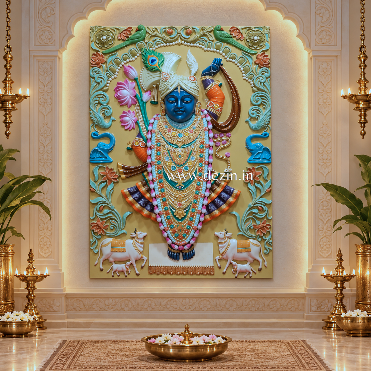 DA-104 Shrinathji 3D Wall Sculpture 5x3.5ft