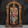 Lord Murugan Wall Mural with Prabhavali Arch – 6x4ft | South Indian Divine Decor | Dezin India