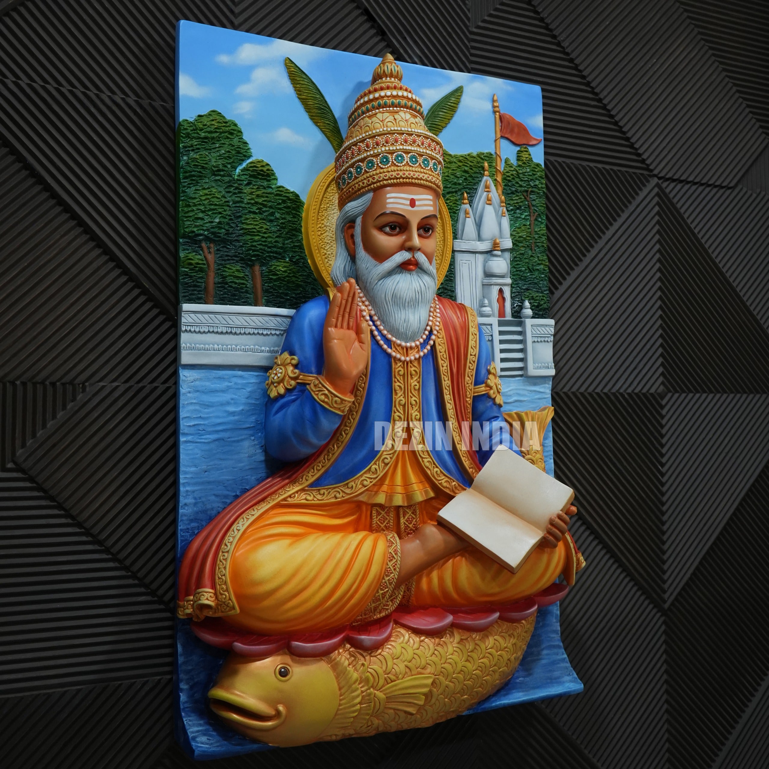 Jhulelal Sai 3D Wall Mural 4x2.5 ft | Temple & Home Decor – Dezin