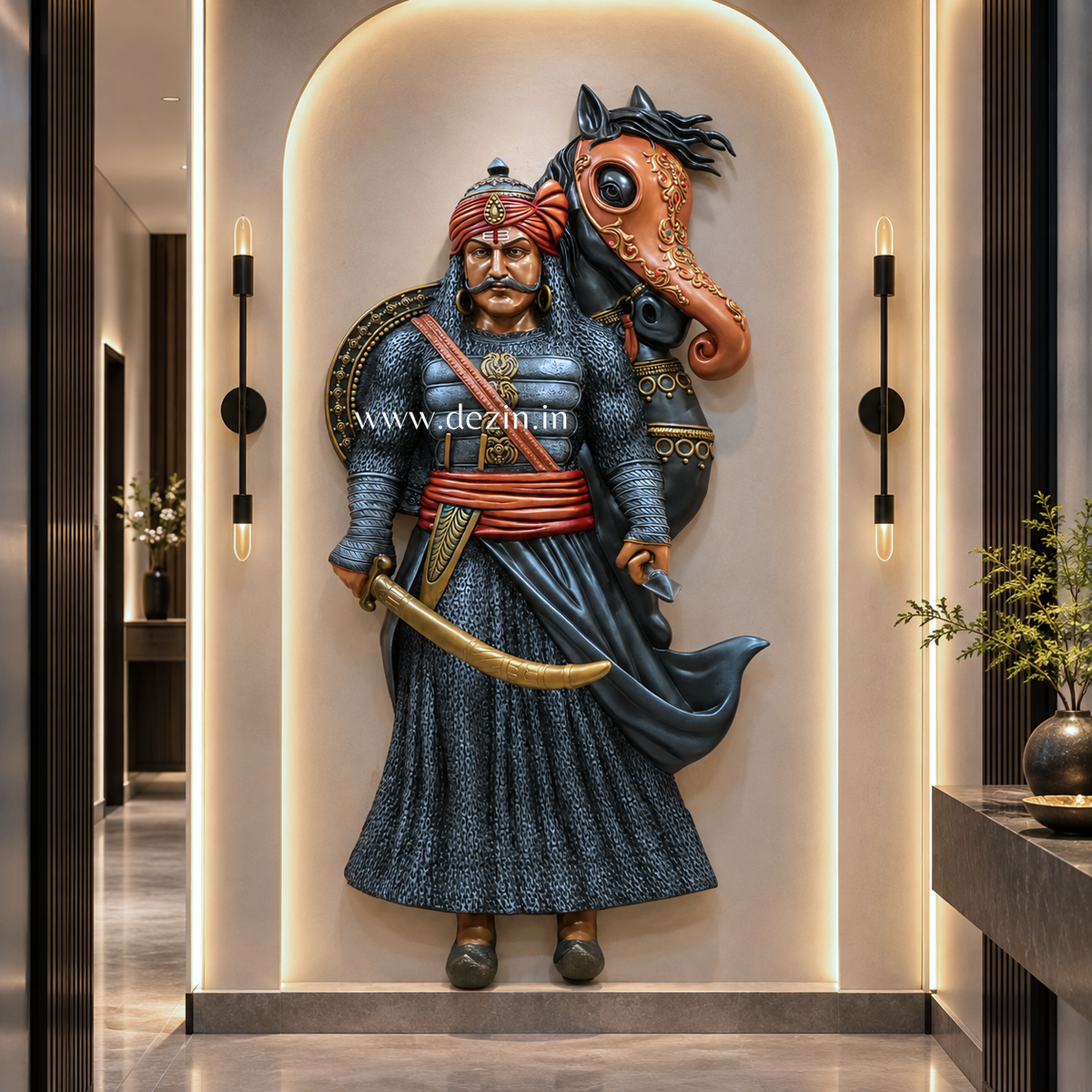 Maharana Pratap Portrait Wall Art 6x3 ft | Mewar Heritage Art of Maharana