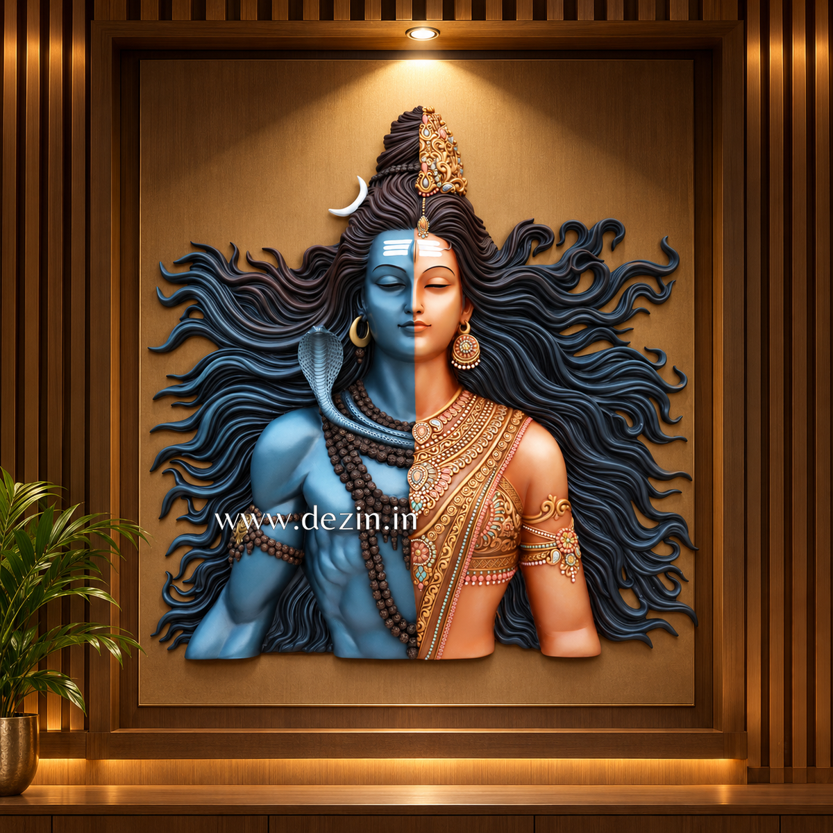 Ardhanarishvara Wall Mural – 5x5 ft Divine Shiva-Parvati Decor