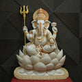 Shri Ganesha on Lotus Throne Wall Mural | 4x3ft Handcrafted Wall Art 🐘