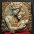 Shri Radha Krishna Divine Embrace 3D Mural - 4x4ft | Eternal Love With Beauty