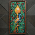 Lord Murugan’s Divine Vel & Mayurah Wall Mural | 4x2 ft Lord Kartikeya Symbolic Frame Mural