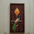 Lord Murugan’s Divine Vel & Mayurah Wall Mural | 4x2 ft Lord Kartikeya Symbolic Frame Mural