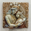 Shri Radha Krishna Divine Embrace 3D Mural - 2x2ft | Eternal Love With Beauty