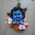 Cute Bal Krishna with Calf & Lotus Wall Mural – 3ft🪷🐄
