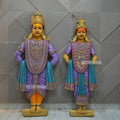 Vitthal Rukmini Wall Mural | 5.5x2.5ft & 5x2ft Fiber Sculptures for Temple & Home