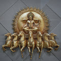 Lord Surya Narayana Wall Mural – 4x4ft | Divine Sun God with Seven Horses | Dezin India