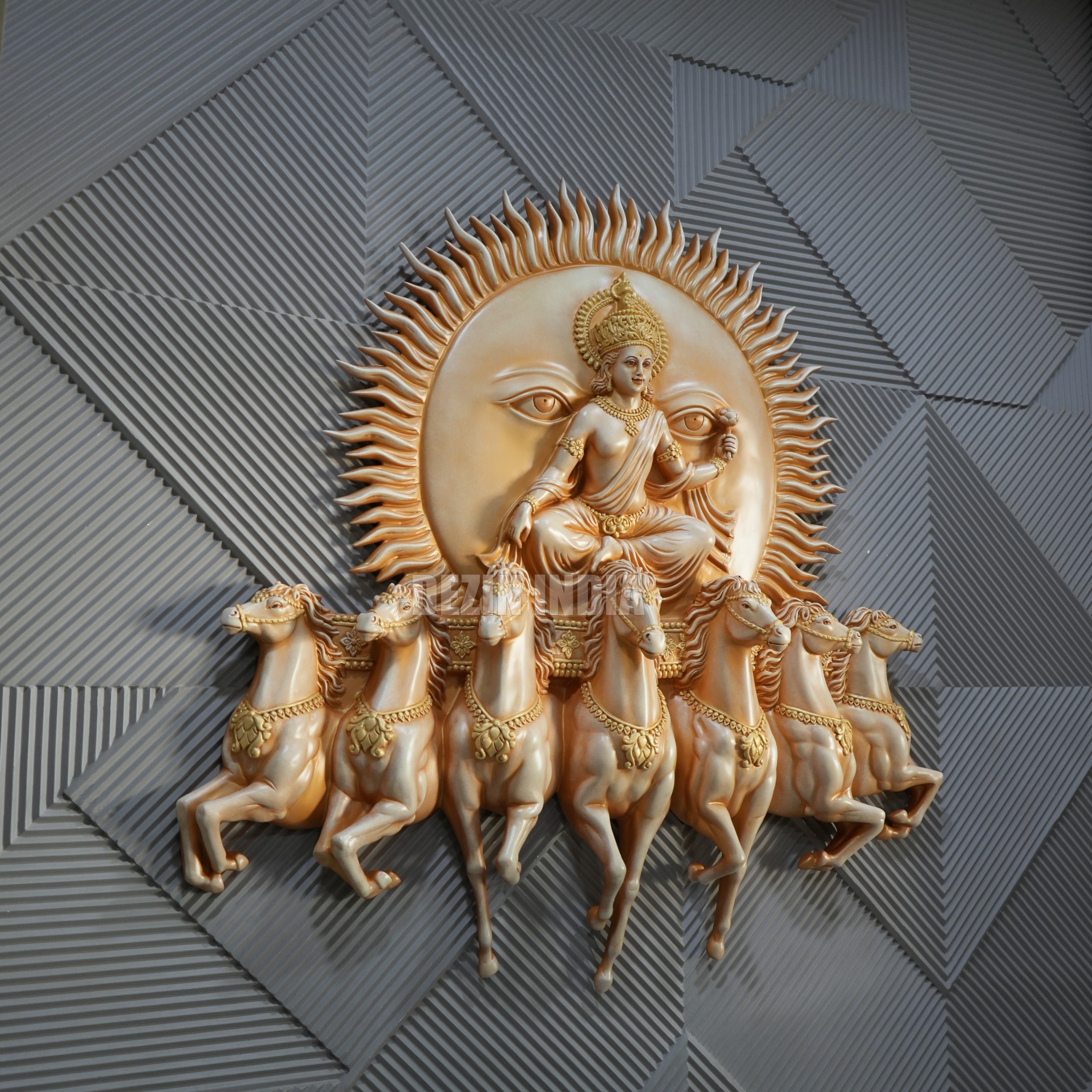 Lord Surya Narayana Wall Mural – 4x4ft | Divine Sun God with Seven