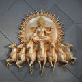 Lord Surya Narayana Wall Mural – 4x4ft | Divine Sun God with Seven Horses | Dezin India