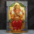 Lord Ganesha Wall Mural – 6x4ft | Seated Ganpati Idol with Blessing Mudra | Dezin India