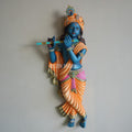 Shri Krishna Flute Wall Mural – 2.5x1ft | Krishna in Standing Tribhanga Posture | Dezin India