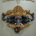 Trimukha Ganesha Wall Mural – 3.5x3 ft Divine Art