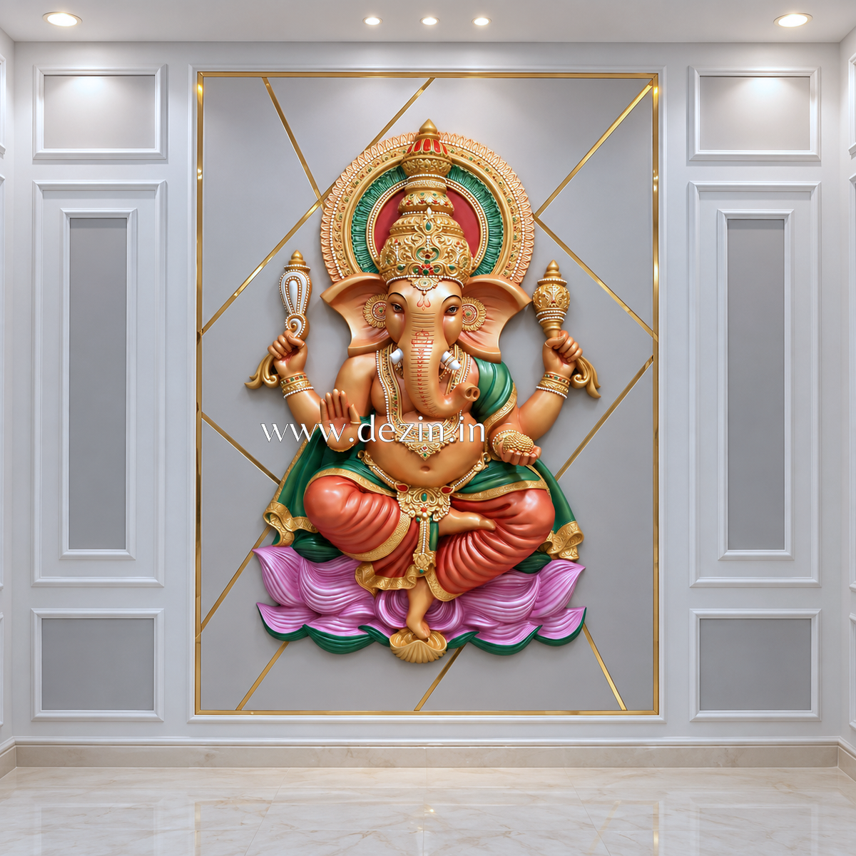Majestic Ganesha Wall Mural – 5.5ft | Grand Entrance Decor✨