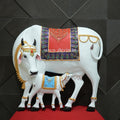 Kamadhenu Cow With Calf Wall Mural – 4x4ft | Divine Symbol of Abundance | Dezin India