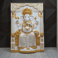 Lord Ganesha Wall Mural – 6x4ft | Seated Ganpati Idol with Blessing Mudra | Dezin India