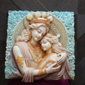 Shri Radha Krishna Divine Embrace 3D Mural - 4x4ft | Eternal Love With Beauty