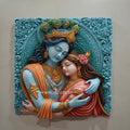 Shri Radha Krishna Divine Embrace 3D Mural - 2x2ft | Eternal Love With Beauty