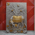 Kamdhenu Cow & Calf with Kalpavriksha Mural - 6x4ft | Gau Mata Arts