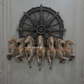 Seven Horses with Konark Chakra 3D Wall Mural | 4ft Premium Wall Decor