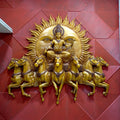 Lord Surya Narayana Wall Mural - 6x6ft | Divine Sun God with Seven Horses | Dezin India
