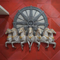 Seven Horses with Konark Chakra 3D Wall Mural | 6ft Premium Wall Decor