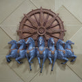 Seven Horses with Konark Chakra 3D Wall Mural | 4ft Premium Wall Decor
