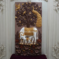 Kamdhenu Cow & Calf with Kalpavriksha Mural - 5ft | 🐄Gau Mata Decor by Dezin India